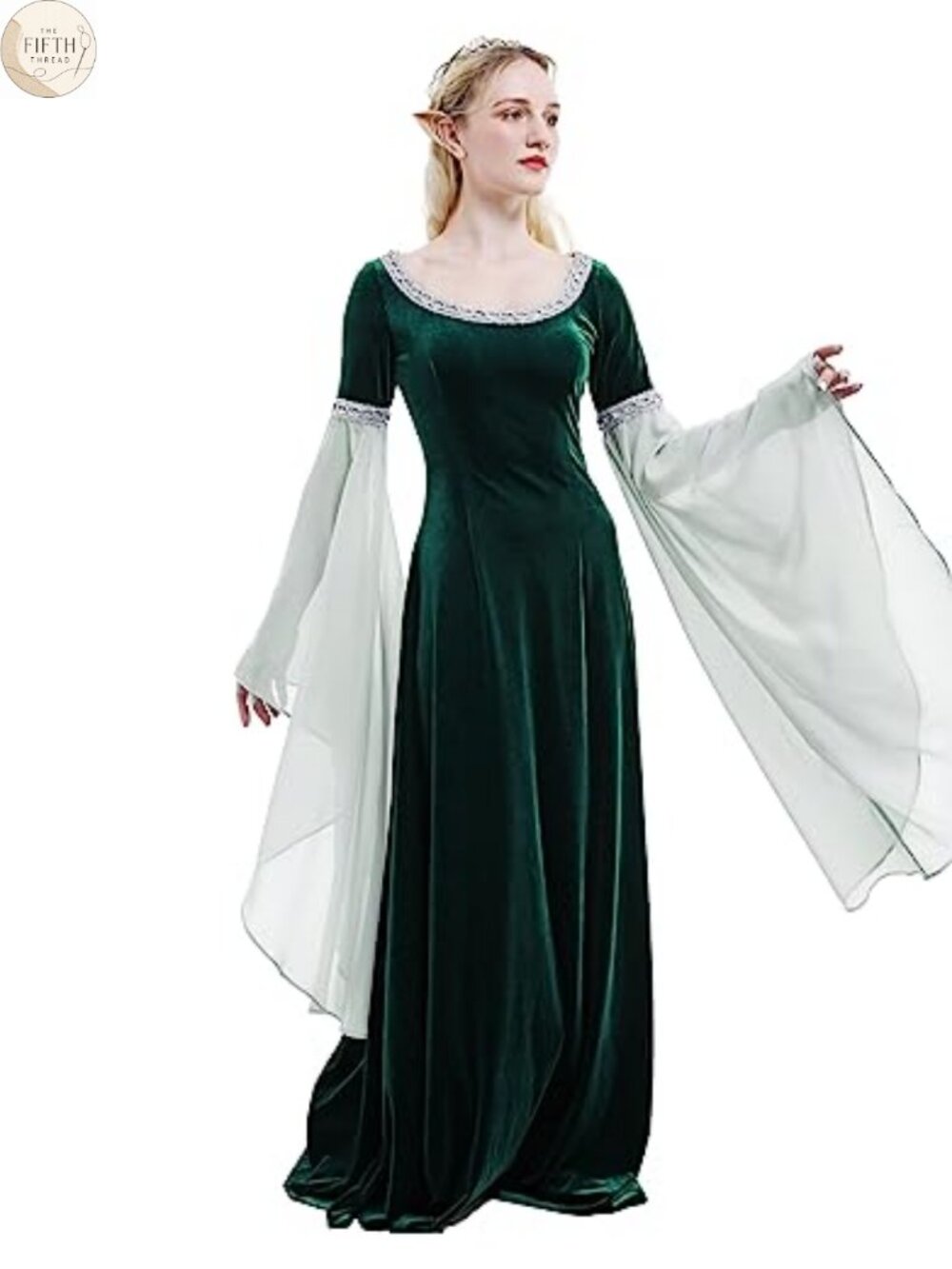 Medieval Renaissance Velvet Gown with Chiffon Sleeves Costume Dress
